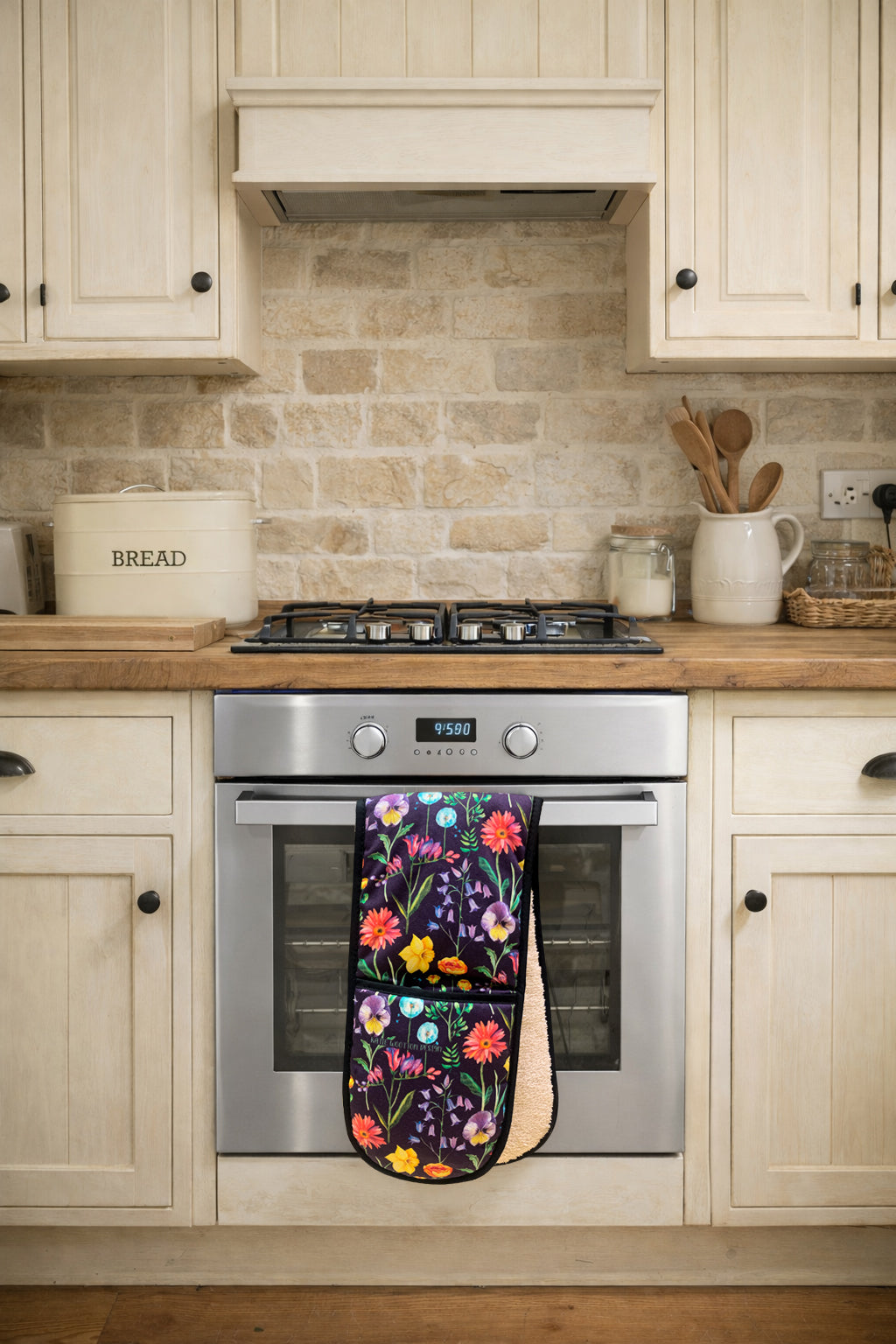 Handpicked Midnight Bloom Double Oven Glove