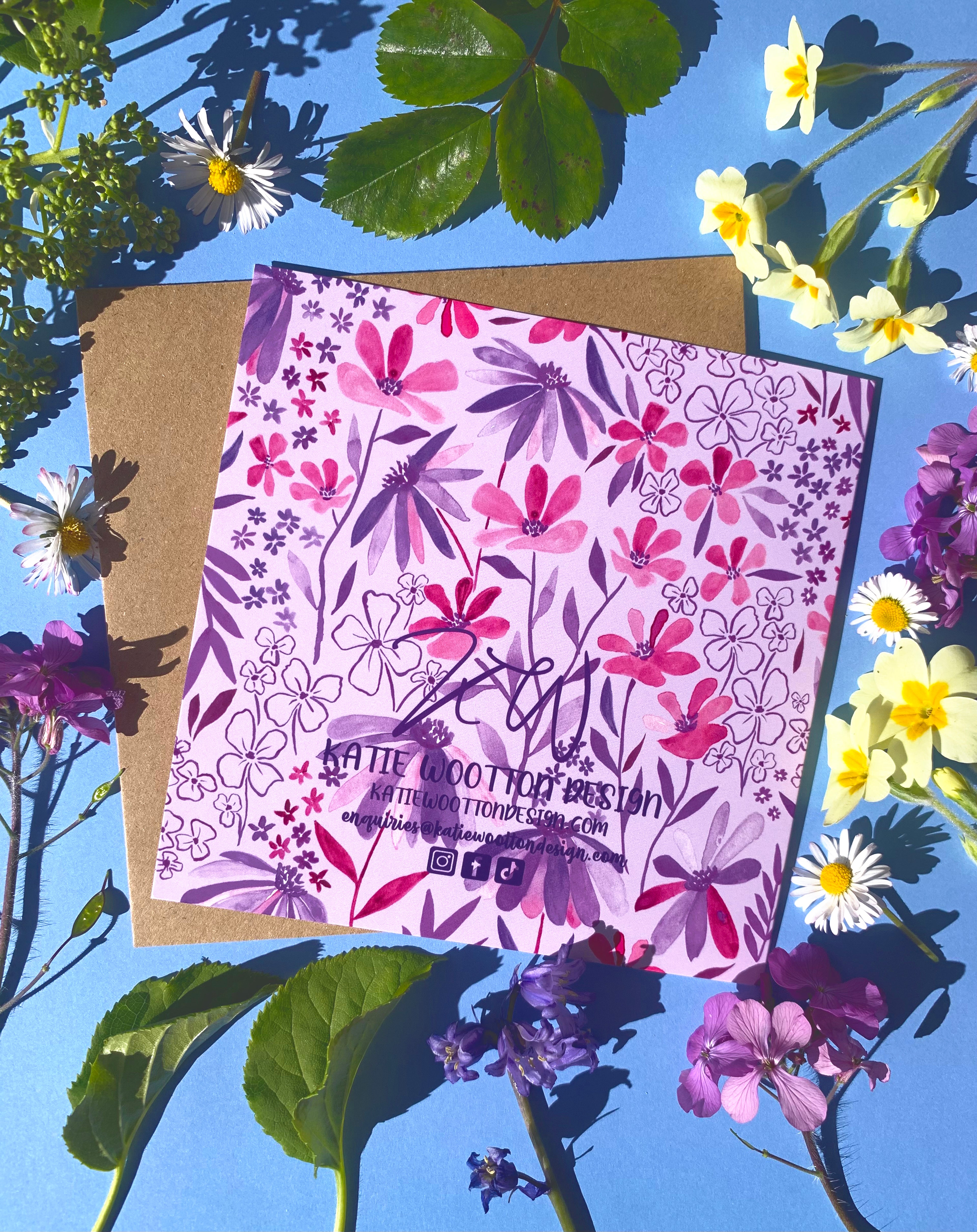 Violet Flowers Greeting Card