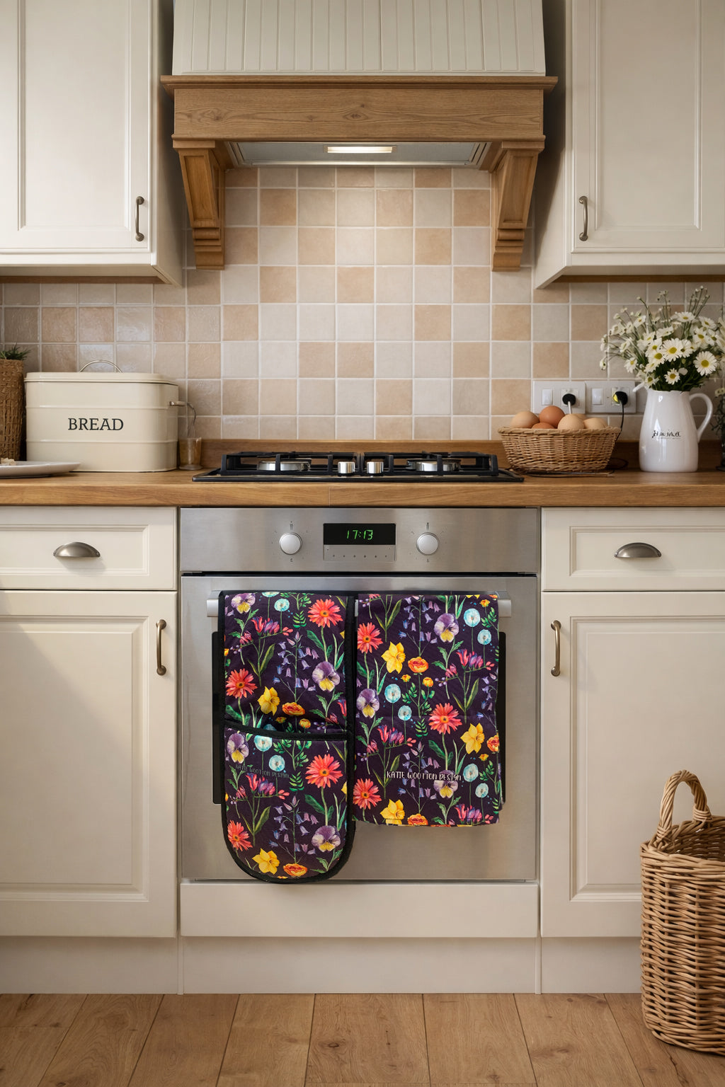 Handpicked Midnight Bloom Tea Towel