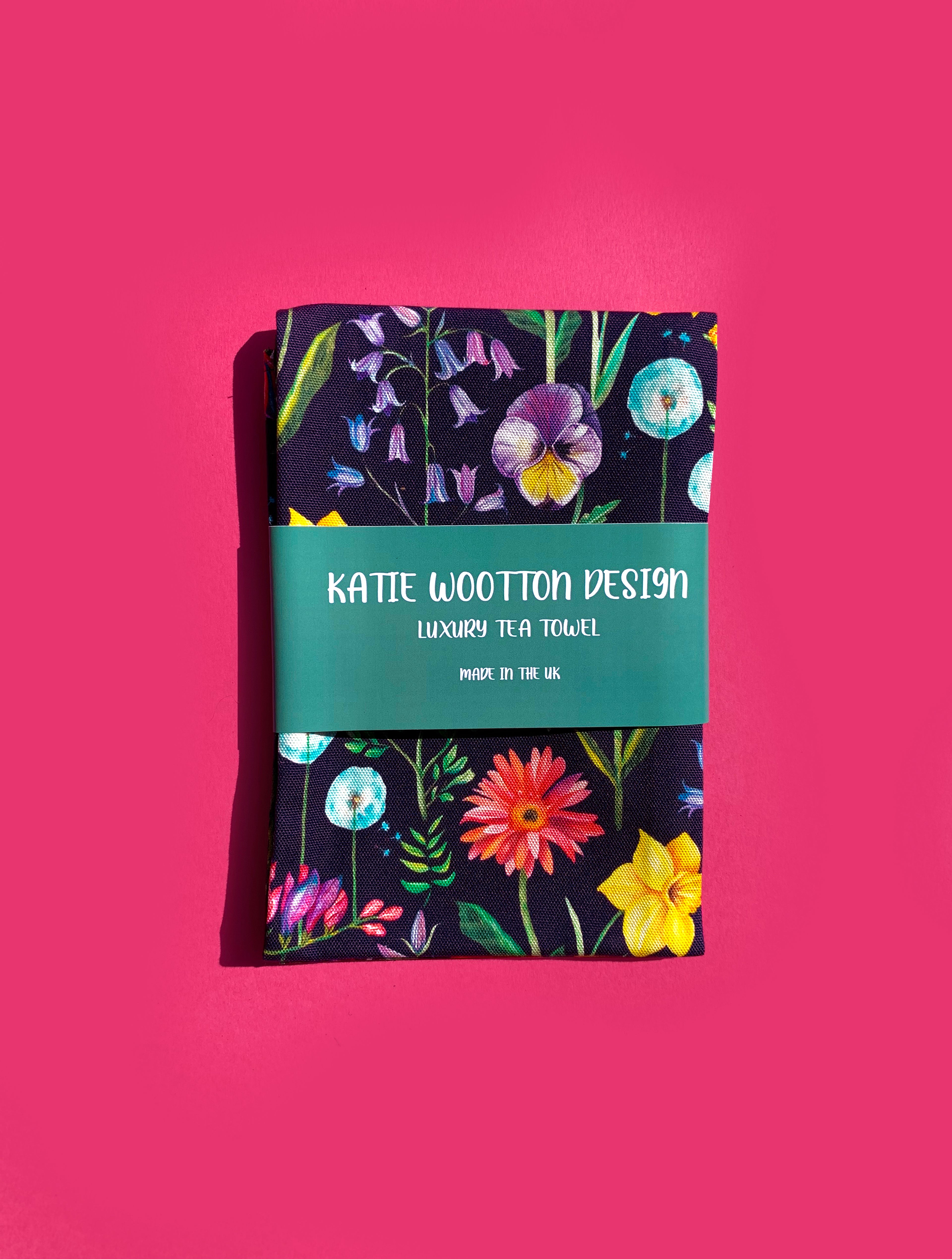 Handpicked Midnight Bloom Tea Towel