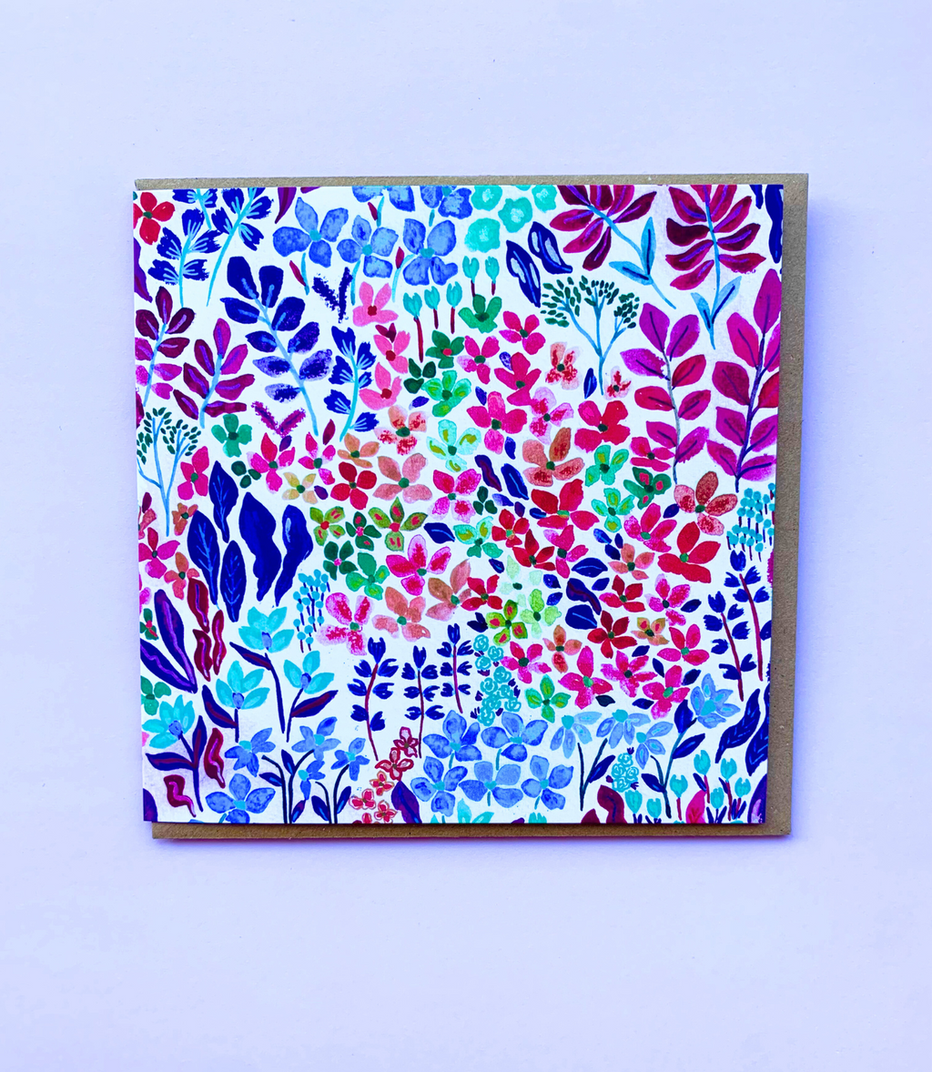 Ditsy Walts Purple Greeting Card