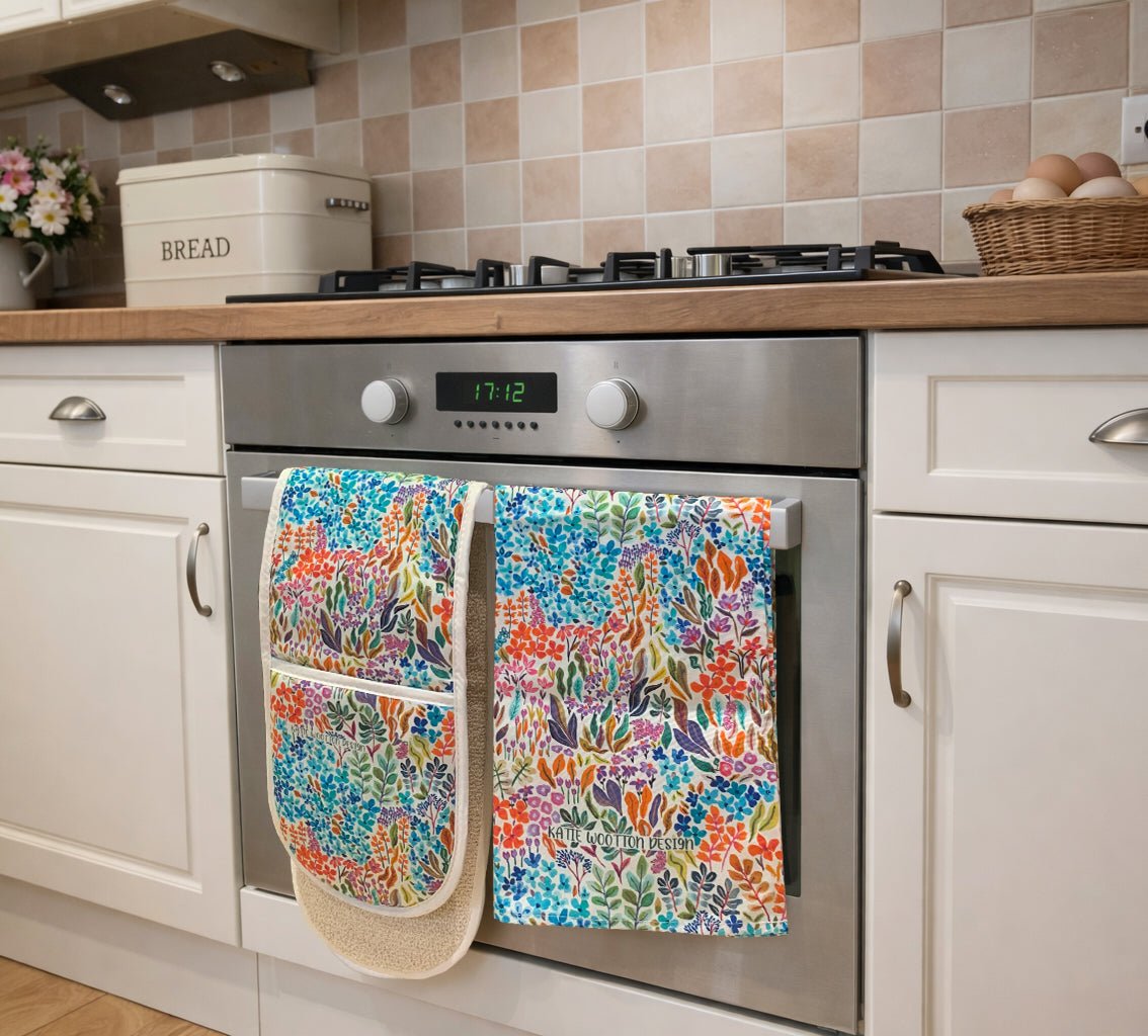 Ditsy Walts Double Oven Glove - Katie Wootton Design