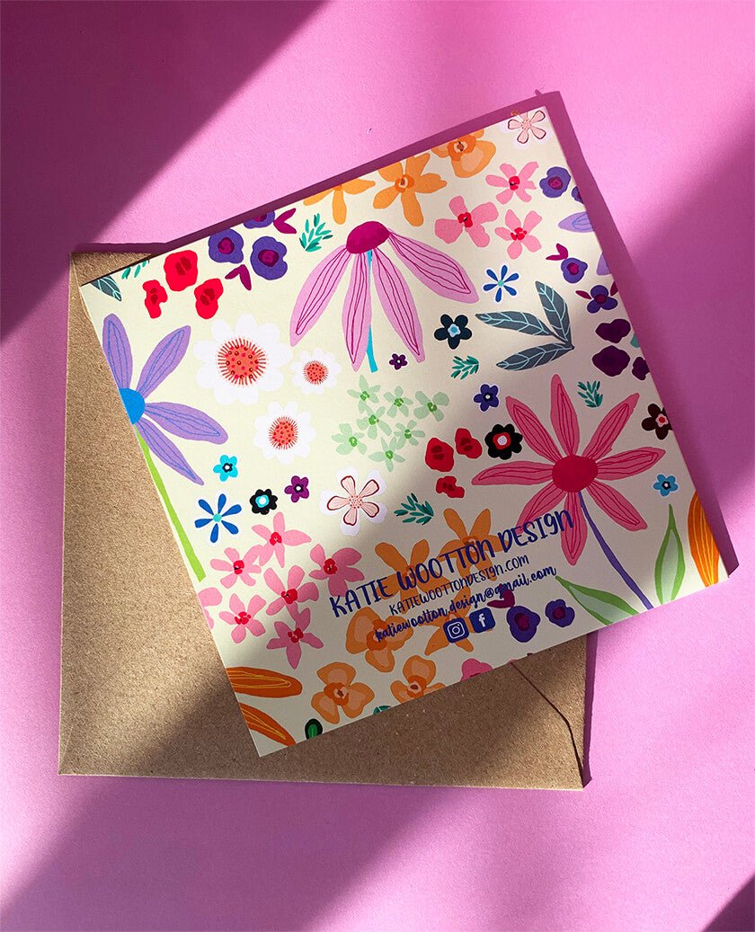 Groovy Floral Greeting Card - Katie Wootton Design