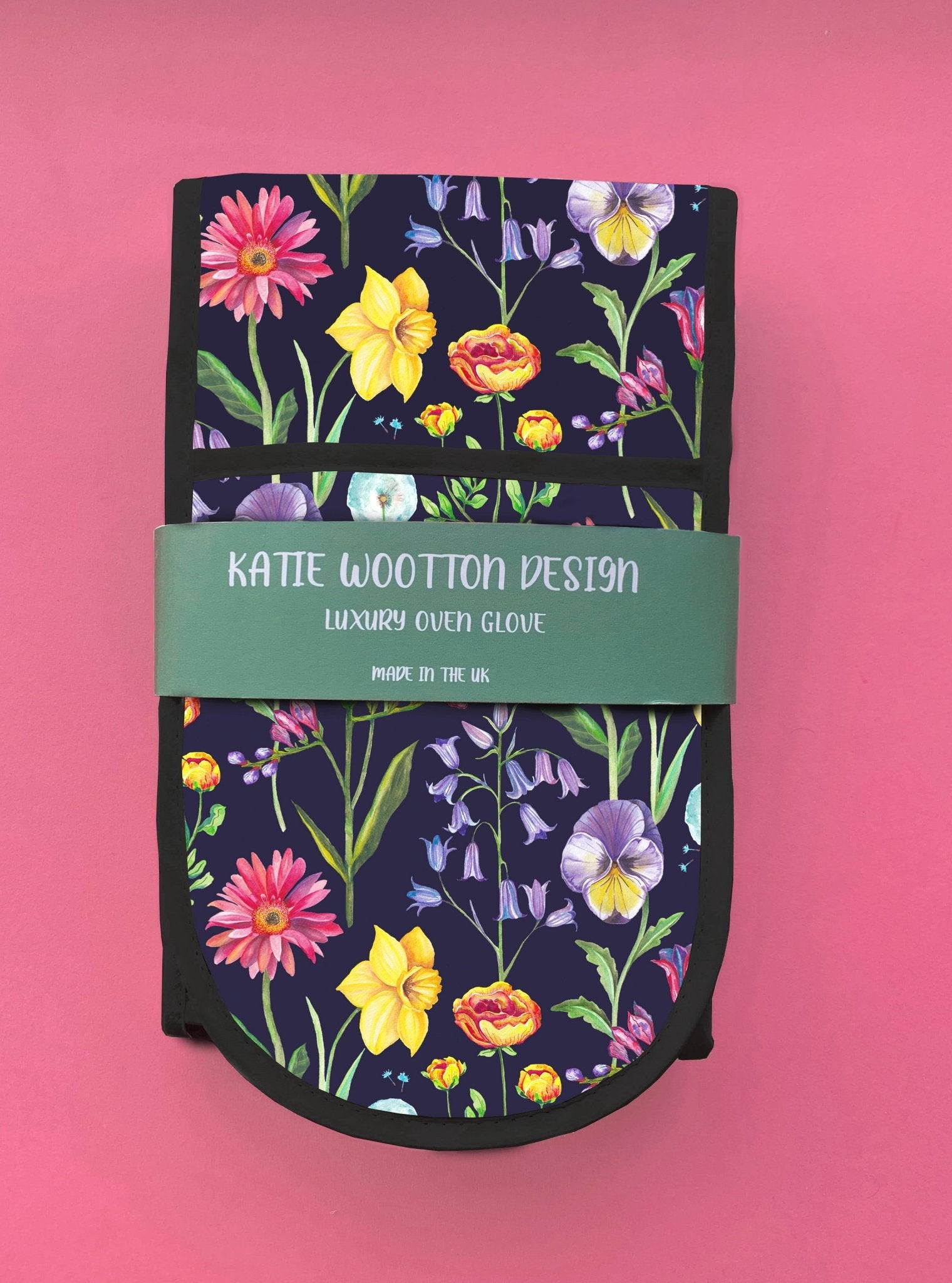 Handpicked Midnight Bloom Double Oven Glove - Katie Wootton Design