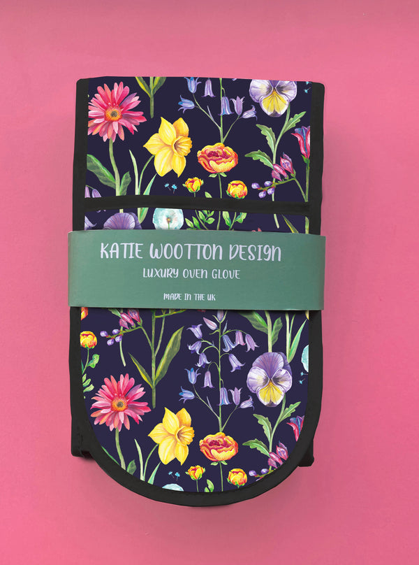 Handpicked Midnight Bloom Double Oven Glove