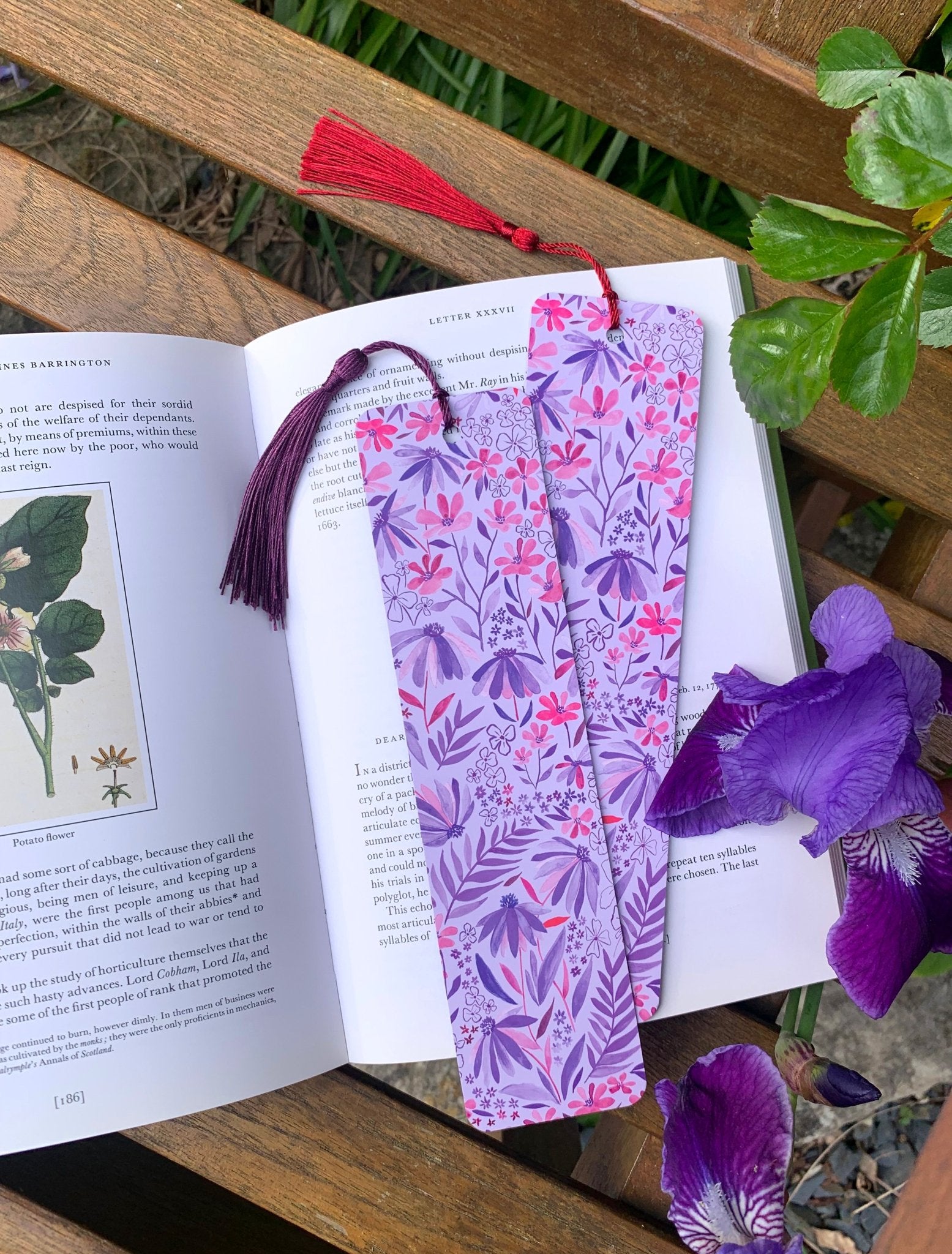 Violet Flowers Bookmark - Katie Wootton Design