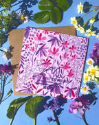 Violet Flowers Greeting Card - Katie Wootton Design