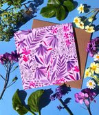 Violet Flowers Greeting Card - Katie Wootton Design